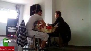 To eat and then to fuck on the terrace horny couple sex